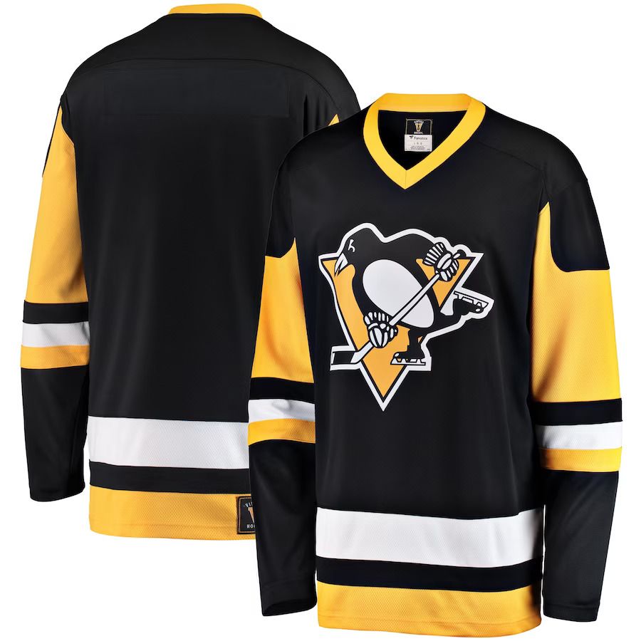 Men Pittsburgh Penguins Fanatics Branded Black Premier Breakaway Heritage Blank NHL Jersey->customized nhl jersey->Custom Jersey